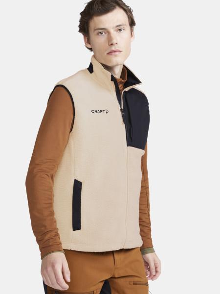 Craft Adv Explore Pile Fleece Vest Men, ecru-black