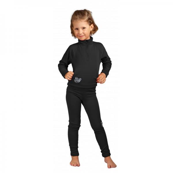 Kids Fleece Thermalshirt in schwarz, Größe 88/116